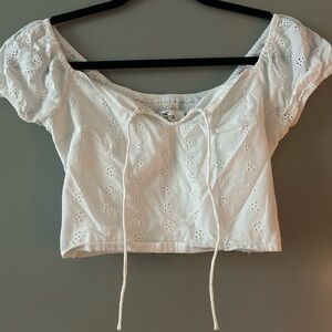 Hollister White Eyelet Puff Sleeve Blouse